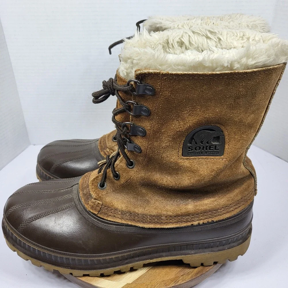 Vintage Sorel Kaufman Caribou Boots Mens 10 Made‎ in Canada Leather Snow Winter
